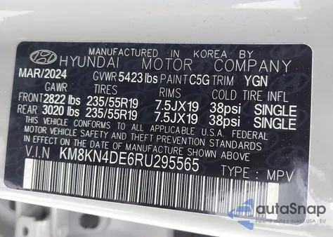 2024 Hyundai Ioniq 5 Sel z USA, uszkodzony, nr VIN KM8KN4DE6RU295565
